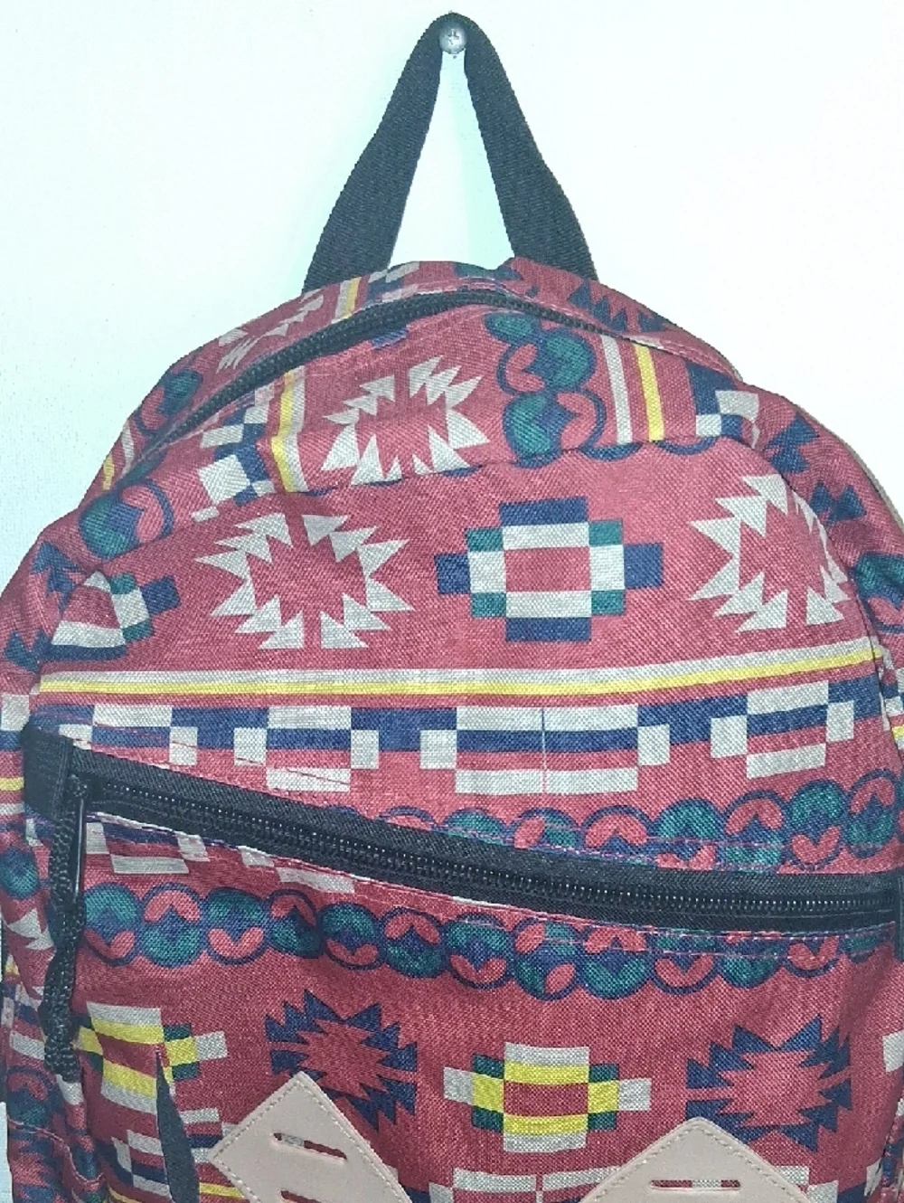 Men's Rust-Red Geometric Pattern Backpack - Unbranded - Picture 4 of 9